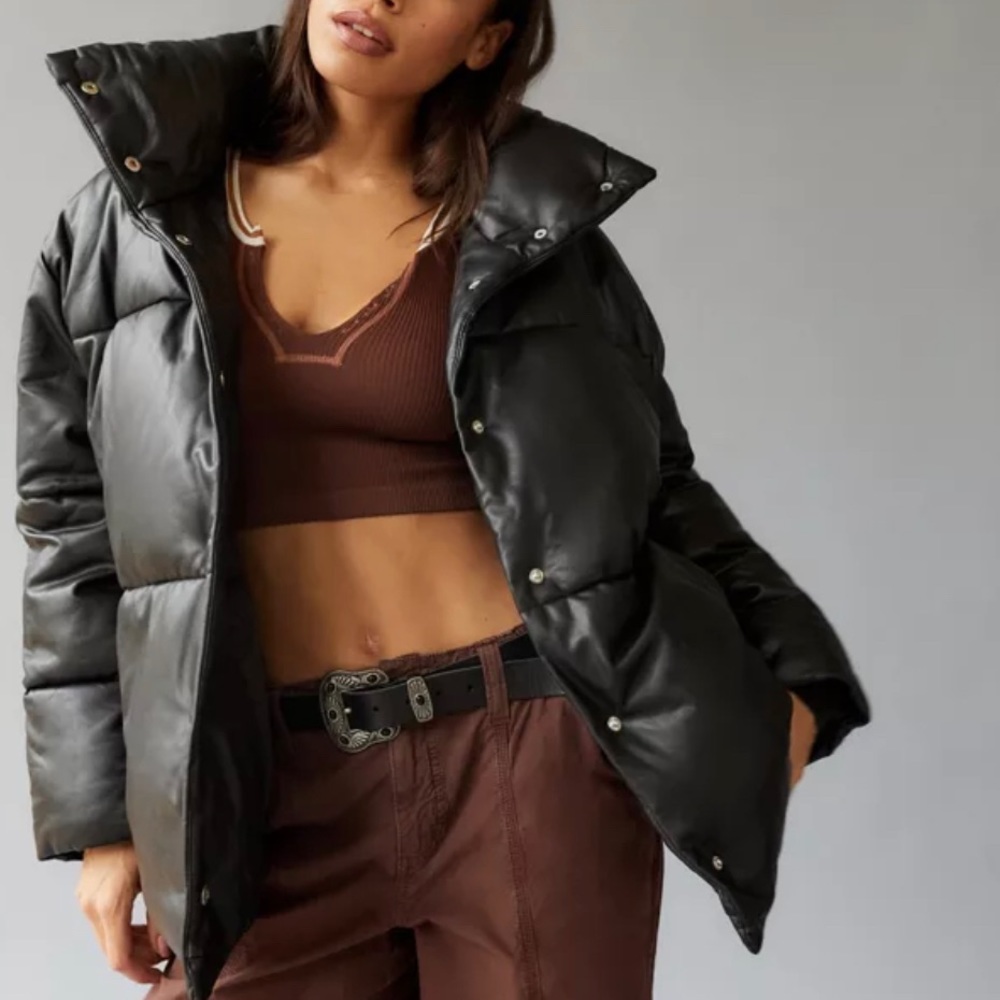 Oversized Leather Puffer